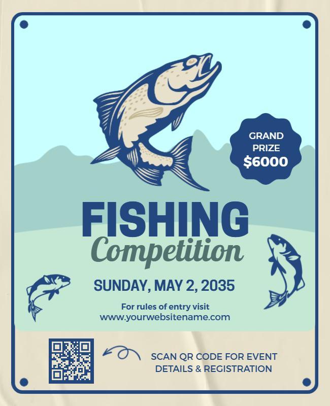 Vintage Nautical Fishing Competition Event Flyer Template