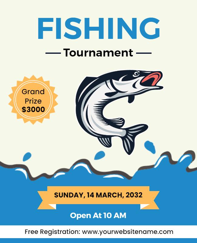 Eye-Catching Blue Fishing Tournament Registration Flyer Template