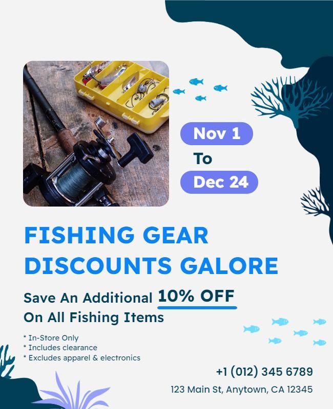 Fishing Gear Discount Promotional Flyer Template