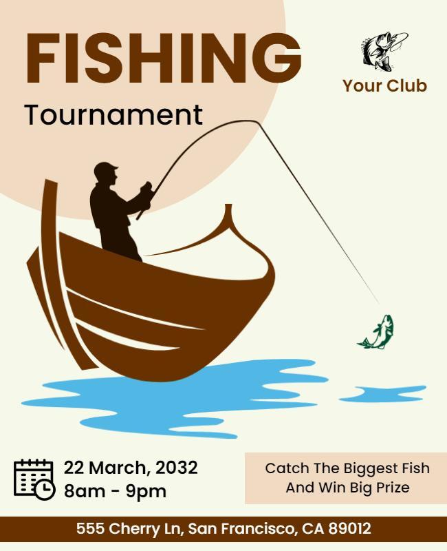 Stylish Brown Fishing Tournament Event Flyer Template