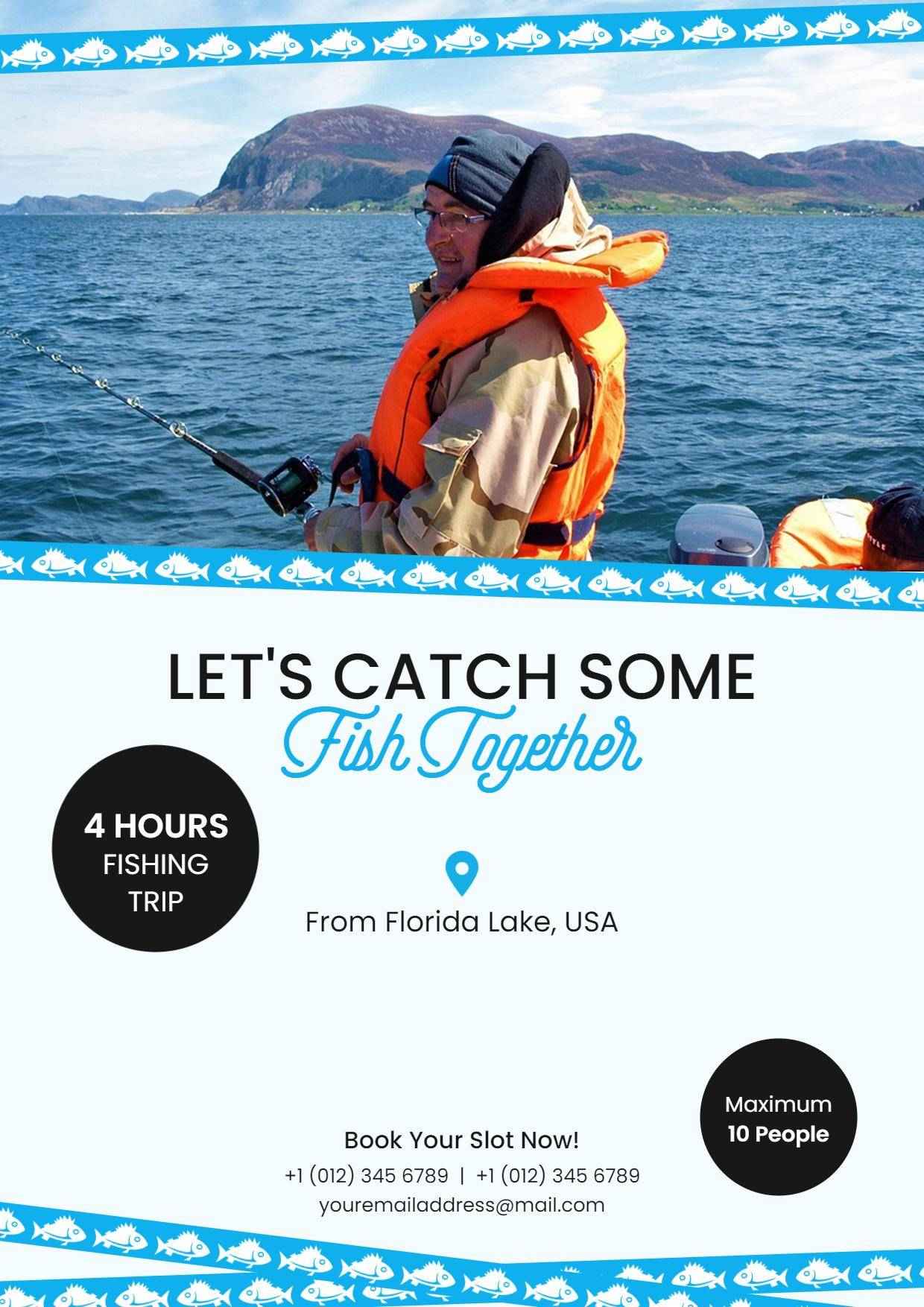 Fishing Trip Adventure A4 Flyer Template