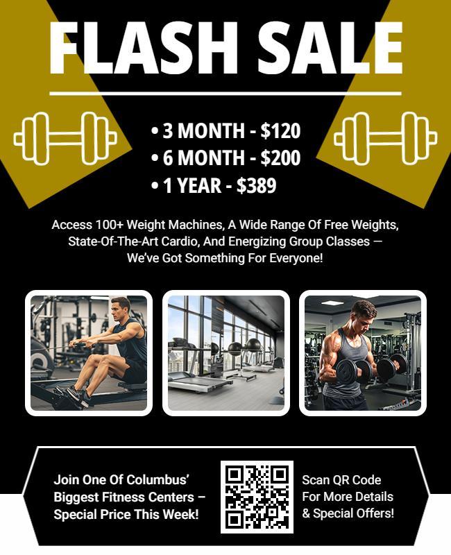 Fitness Center Flash Sale Promotional Flyer Template
