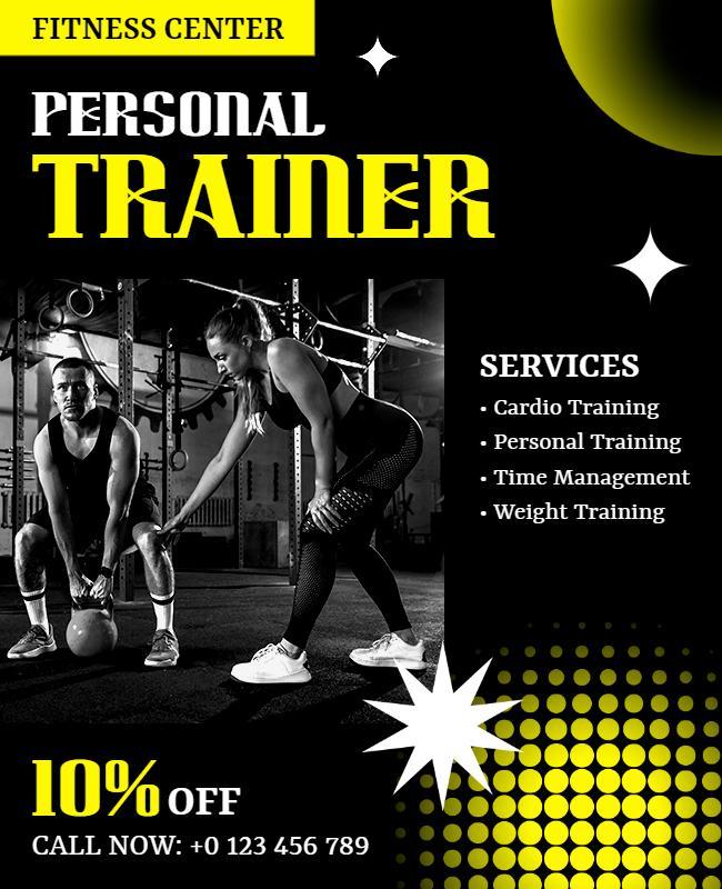 Fitness Center Personal Trainer Flyer Template