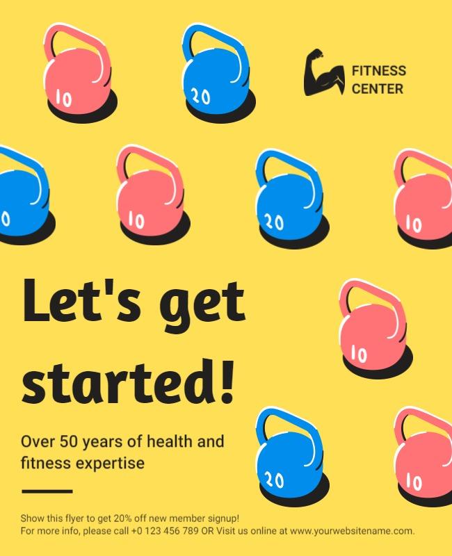 Energetic Yellow Fitness Center Promotion Flyer Template