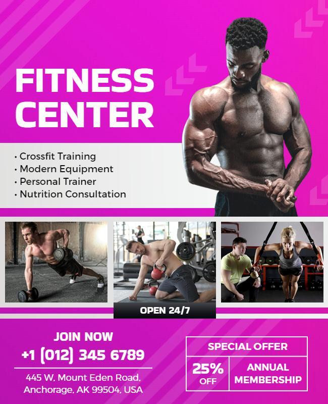 Fitness Center Training and Membership Flyer Template