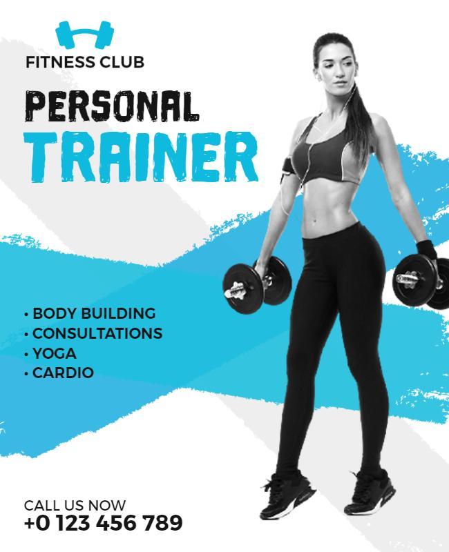 Fitness Club Personal Trainer Flyer Template