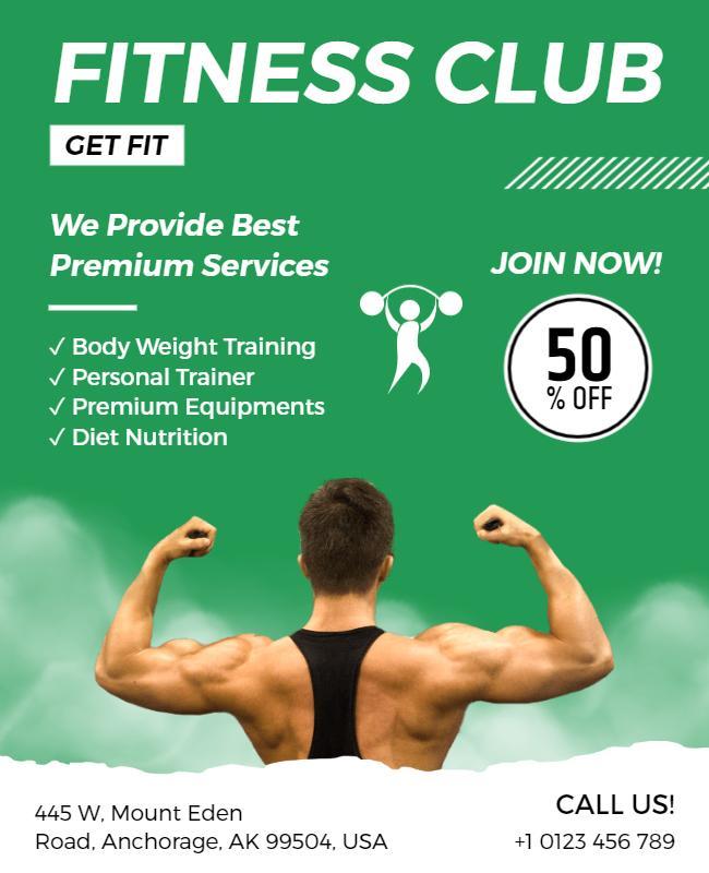 Fitness Club Promotional Services Flyer Template