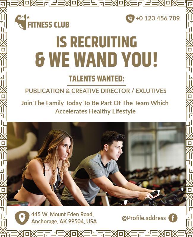 Fitness Club Recruitment Opportunity Flyer Template