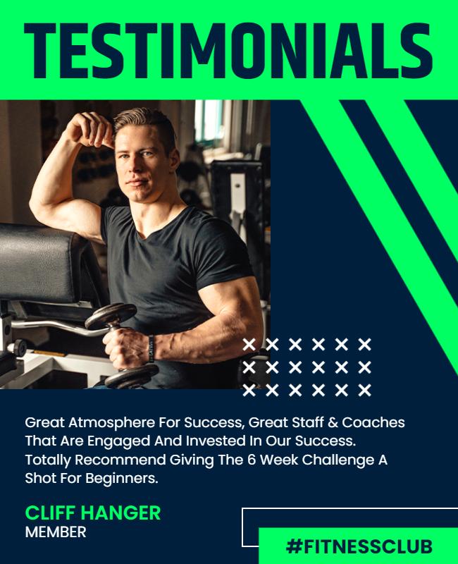 Fitness Club Testimonials Promotion Flyer Template