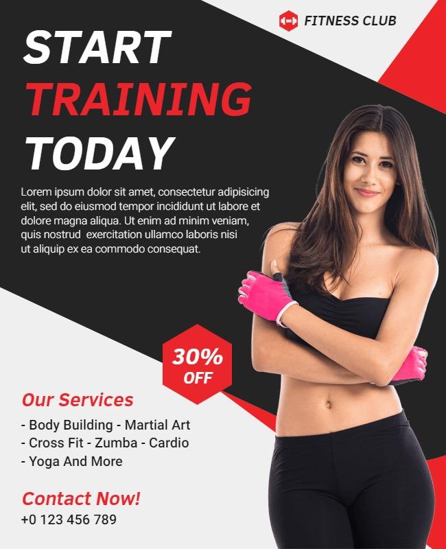 Fitness Club Training Promotion Flyer Template