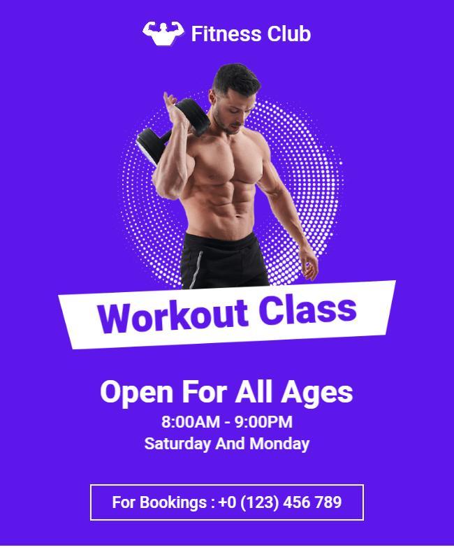 Fitness Club Workout Class Flyer Template