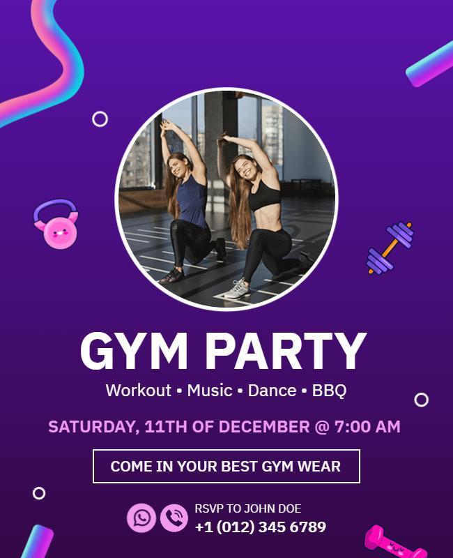 Fitness Dance and Bbq Gym Party Flyer Template