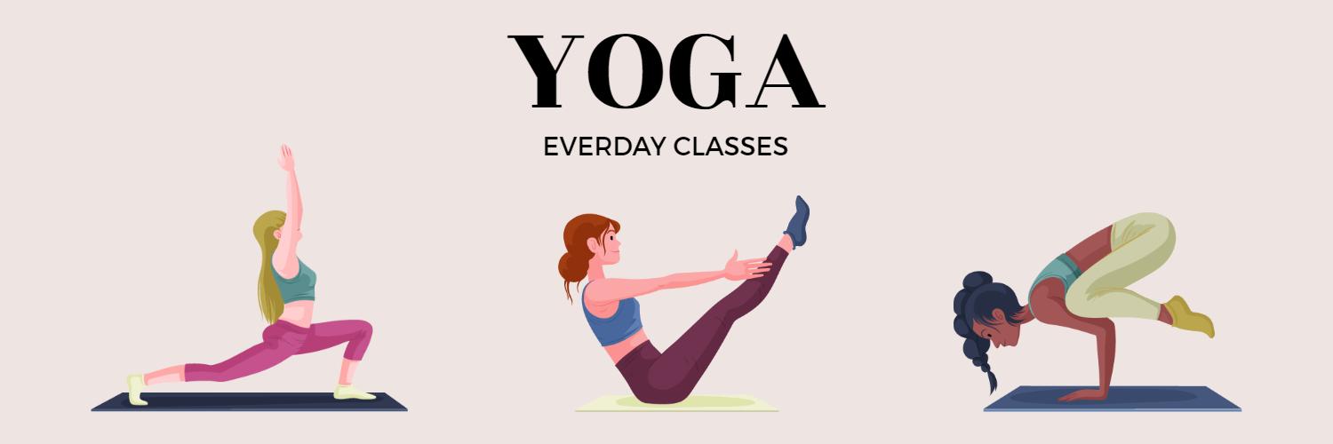 Fitness-Focused Illustration of Yoga Classes Twitter Banner Template