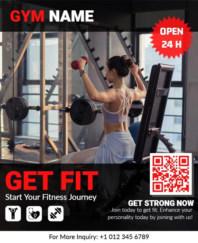 Dynamic Black and Red Fitness Gym Promotion Flyer Template