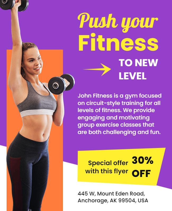 Vibrant Yellow Fitness Motivation Workout Promotion Flyer Template