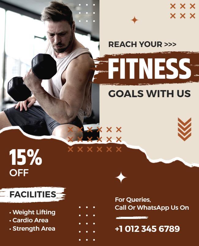 Dynamic Brown Fitness Promotion for Gym Facilities Flyer Template