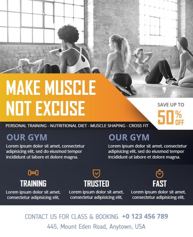 Dynamic Orange Fitness Personal Training Promotion Flyer Template