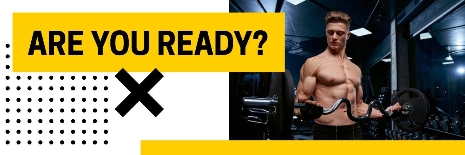Fitness Motivation with Bold Yellow and Black Twitter Banner Template