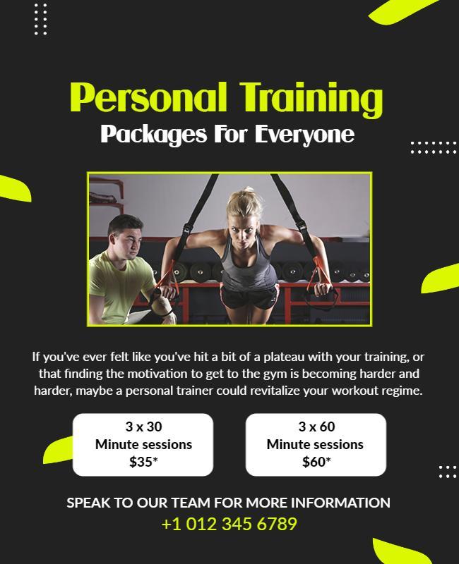 Fitness Personal Training Packages Promotion Flyer Template