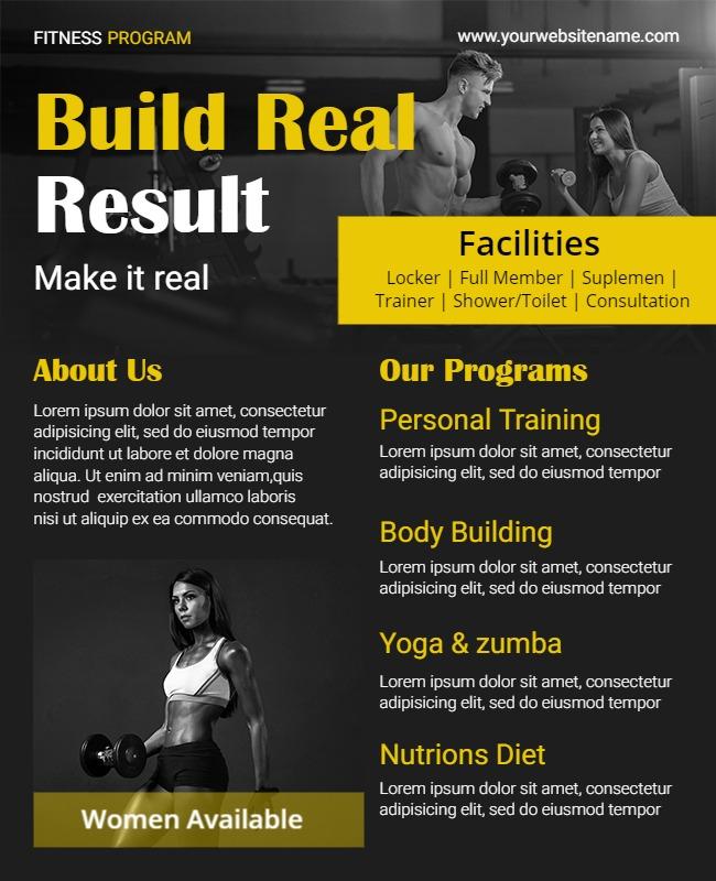 Fitness Program and Training Services Flyer Template