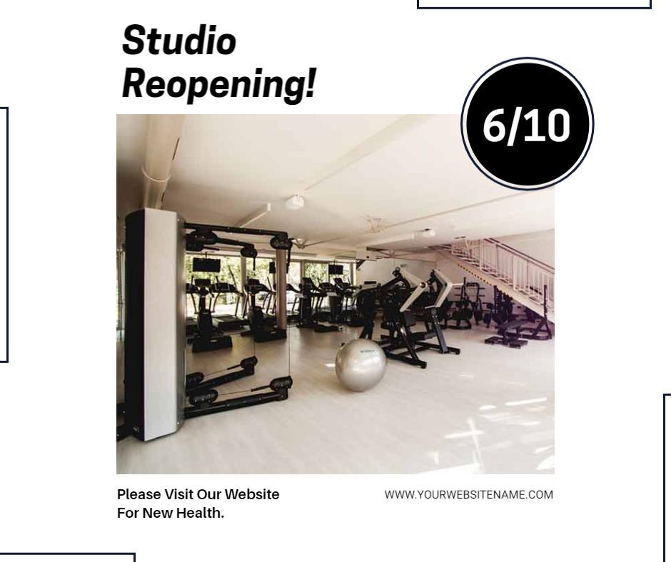 Fitness Studio Grand Reopening Event Facebook Flyer Template