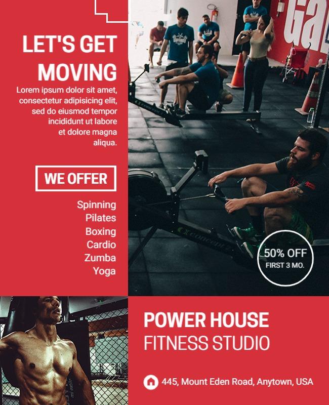 Fitness Studio Promotional Workout Class Flyer Template