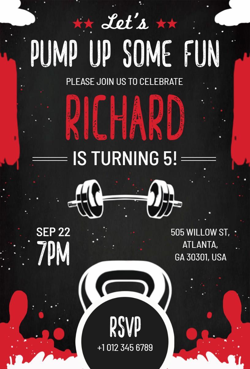 Fitness Themed Fun Birthday Celebration Invitation Template