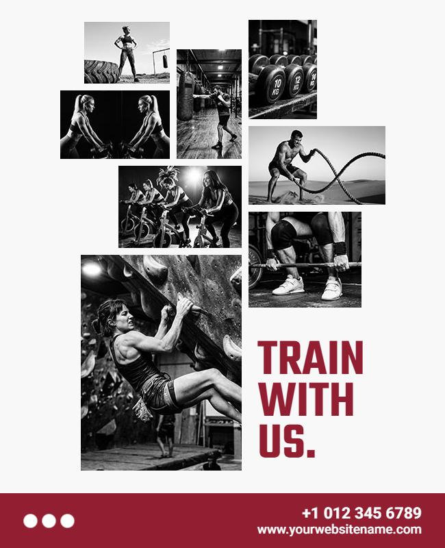 Fitness Training and Gym Workout Photo Collage Poster Template