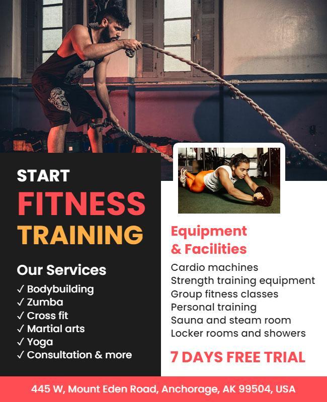 Fitness Training Gym Promotional Flyer Template