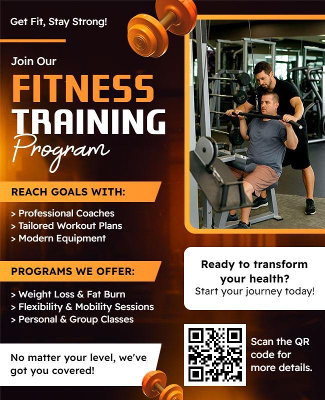 Fitness Training Program Promotional Flyer Template