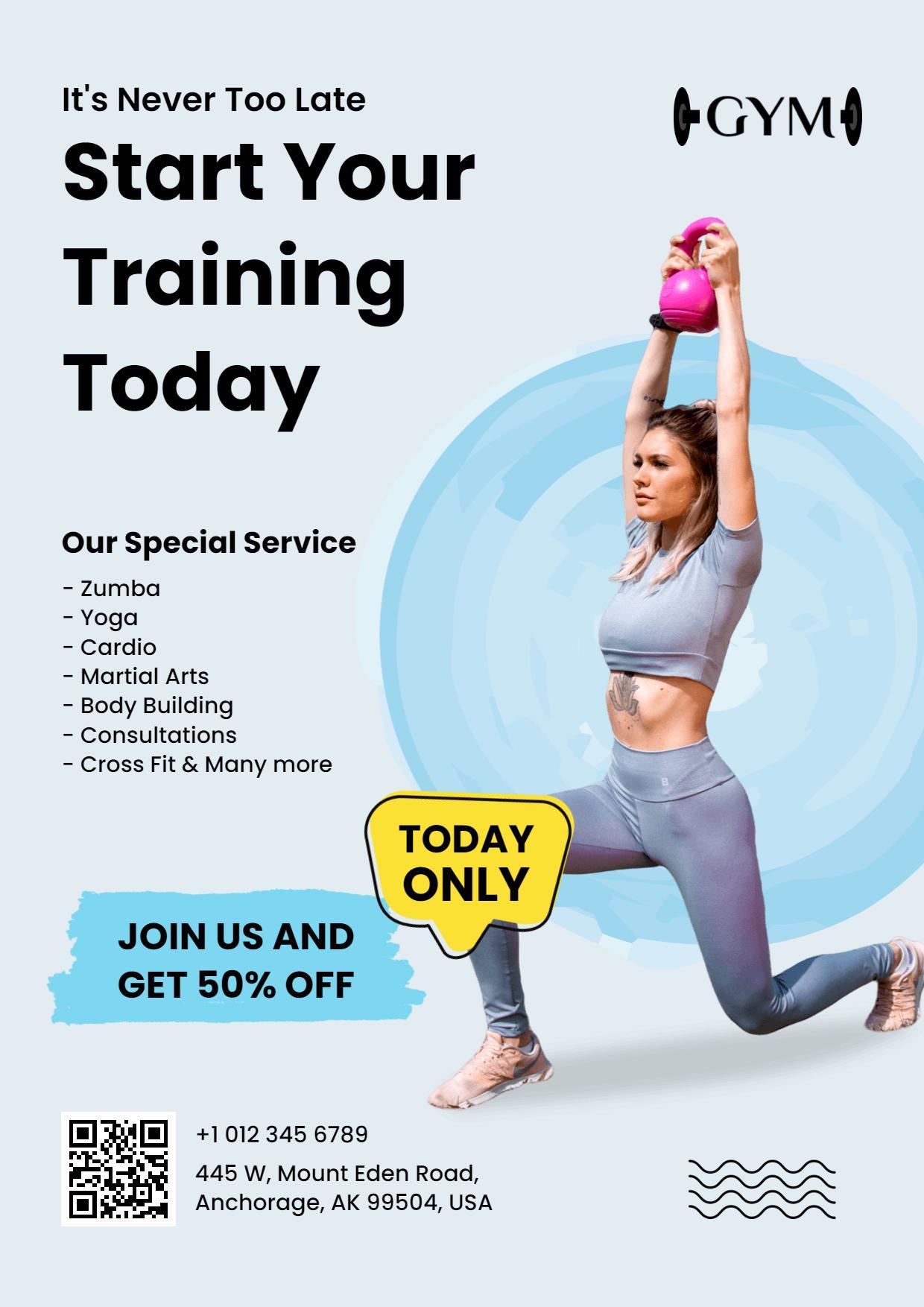 Fitness Training Promotion A4 Flyer Template