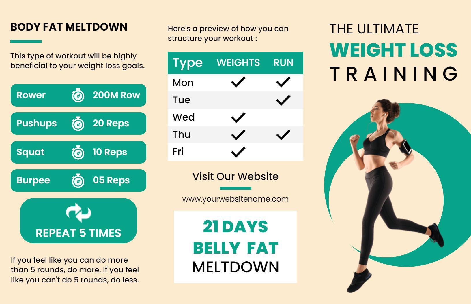 Fitness Weight Loss Workout Plan and Schedule Brochure Template