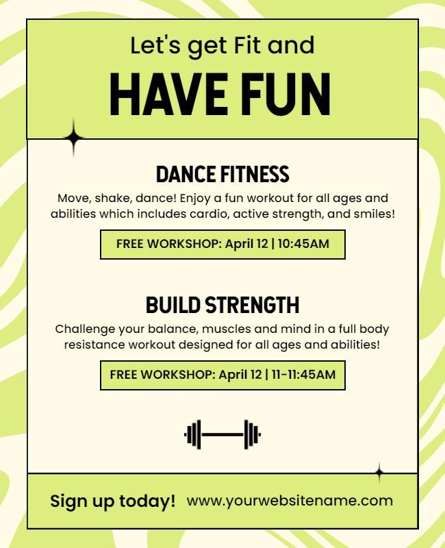 Fitness Workshop and Dance Class Flyer Template