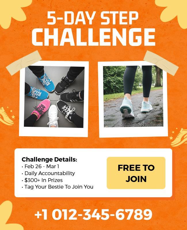 Five Day Fitness Step Challenge Flyer Template