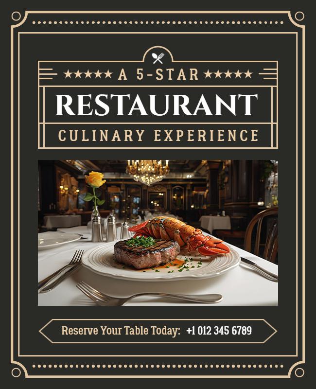 Five Star Restaurant Dining Experience Flyer Template