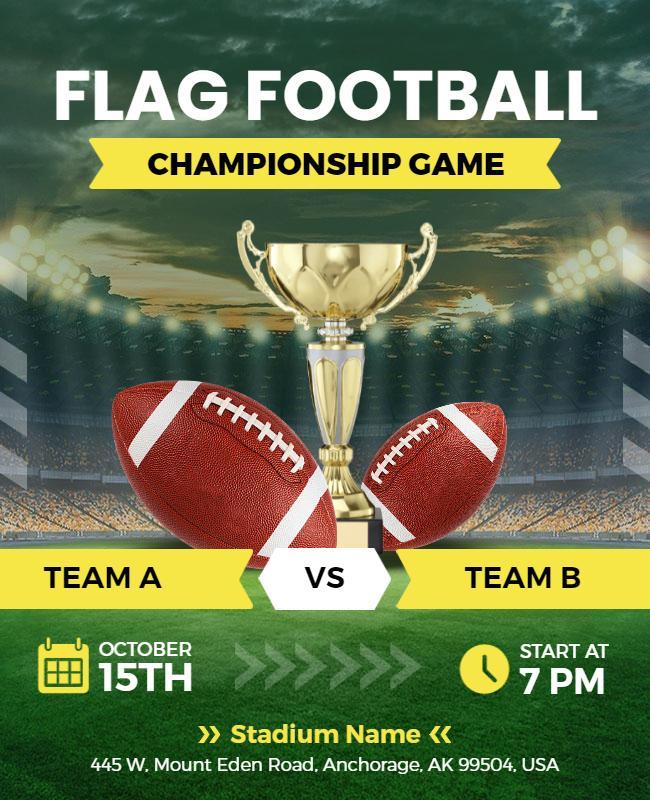 Flag Football Championship Game Flyer Template