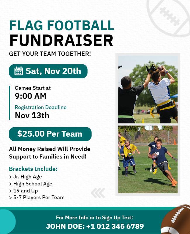 Flag Football Fundraiser Event Flyer Template