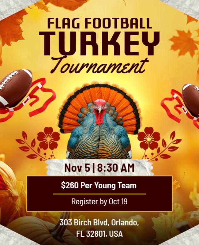 Flag Football Turkey Tournament Flyer Template