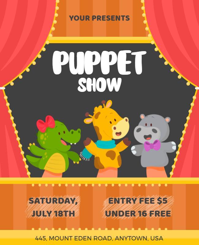 Flamingo and Supernova Puppet Show Flyer Template