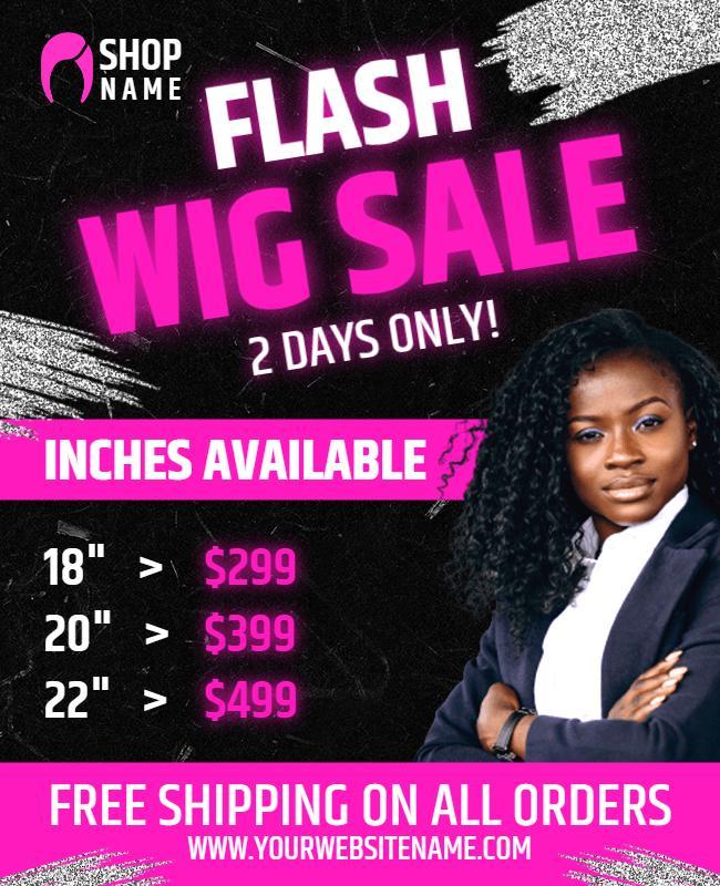 Flash Wig Sale Promotional Flyer Template