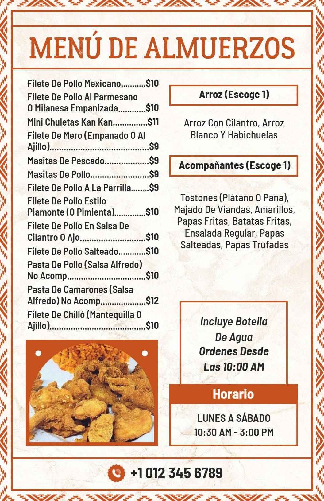 Flavorful Chicken and Rice Specials for Your Lunch Menu Template