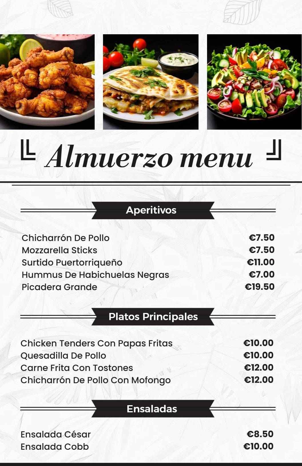 Flavorful Chicken and Salad Selections for a Great Lunch Menu Template