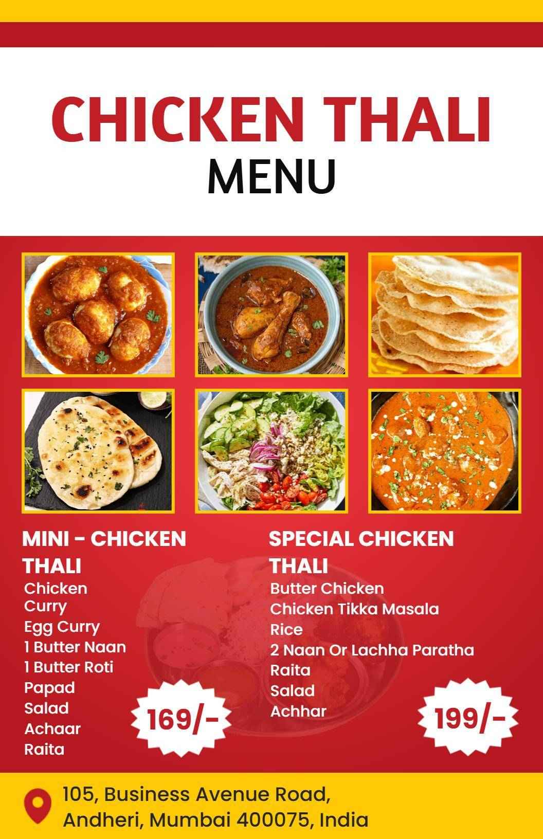 Flavorful Chicken Curry and Rice Varieties Indian Cuisine Menu Template