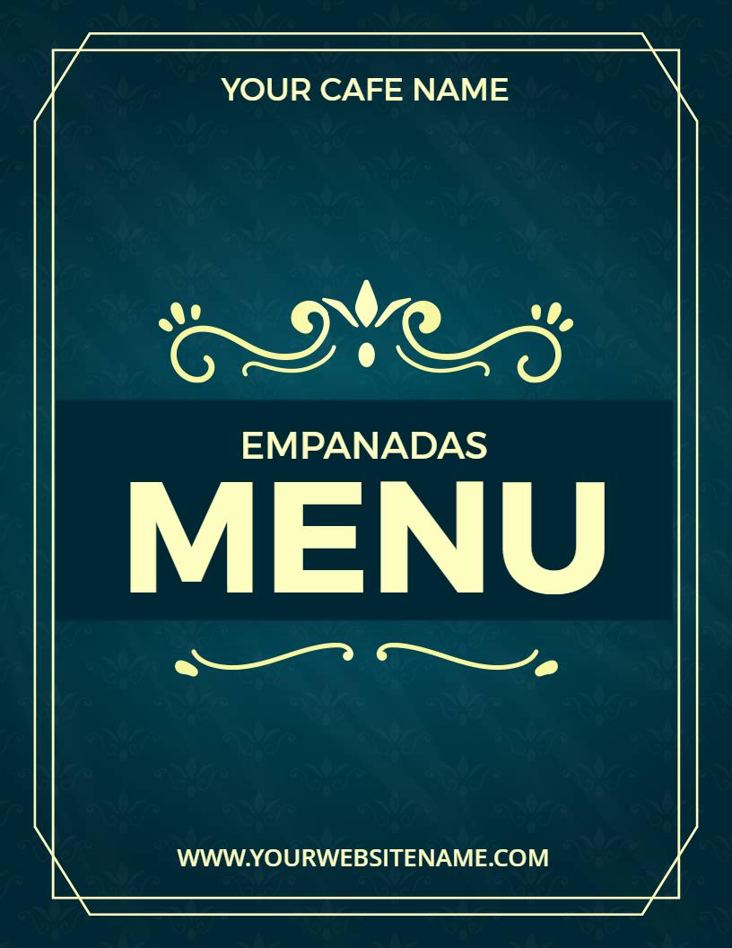 Flavorful Empanada Varieties with Cheese and Meat Empanadas Menu Template