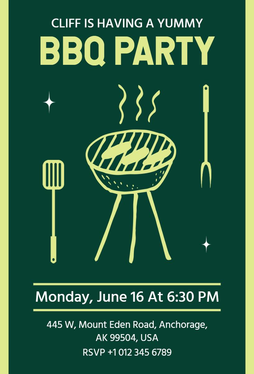 Flavorful Outdoor Summer BBQ Party Celebration Invitation Template