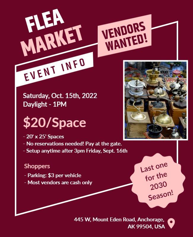 Flea Market Vendor Recruitment Flyer Template