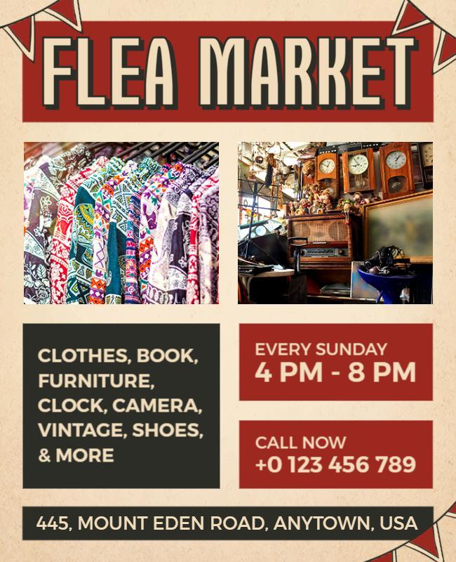 Flea Market Vintage Collectibles Flyer Template