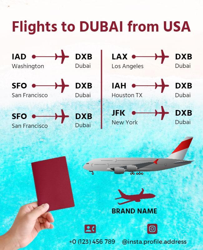 Flights to Dubai from Usa Flyer Template