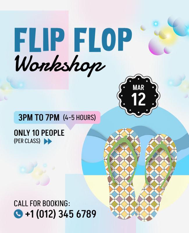 Colorful Playful Flip Flop Workshop Flyer Template