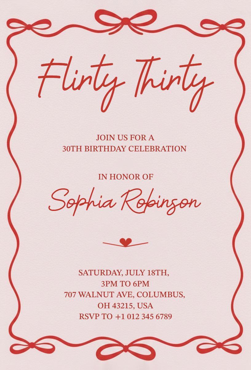 Flirty Thirty Festive Birthday Celebration Invitation Template